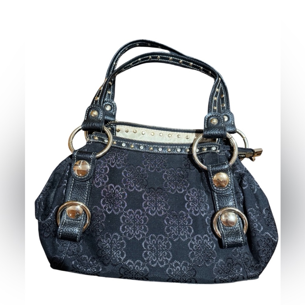 Faux suede handbag, Kathy Van Zeeland studded shoulder bag